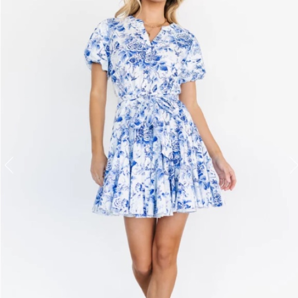 Mikki Mini Dress - White and Blue